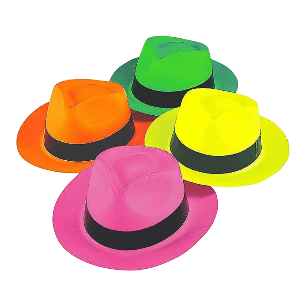 Neon Gangster Hats (12 Pack)