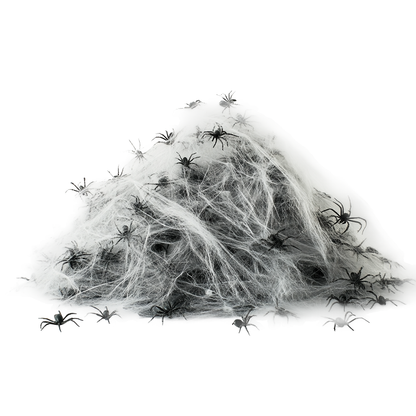 Halloween spider web decoration with 100 spiders covering up to 200 square metres