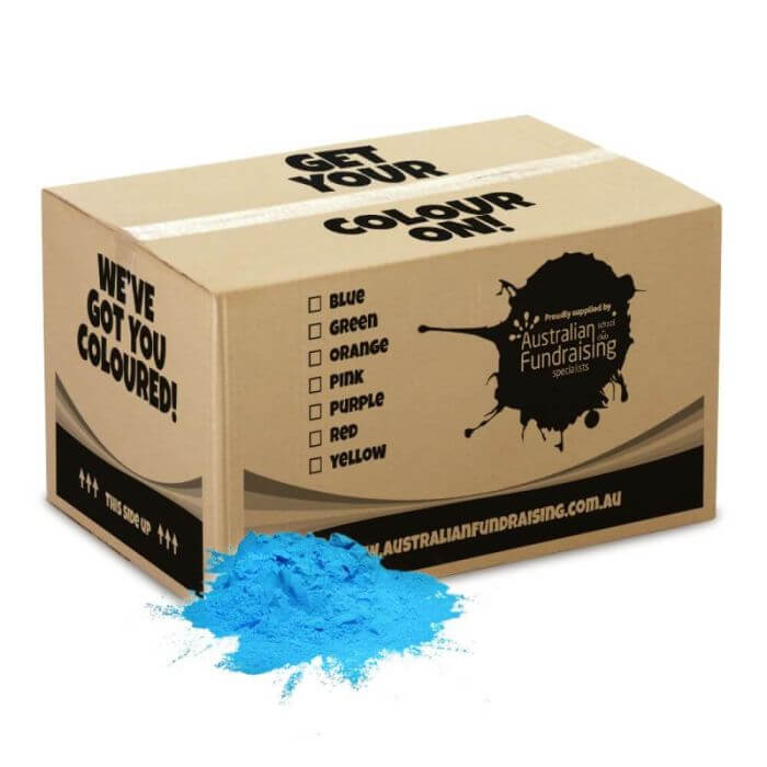 Blue bulk box of Holi colour powder