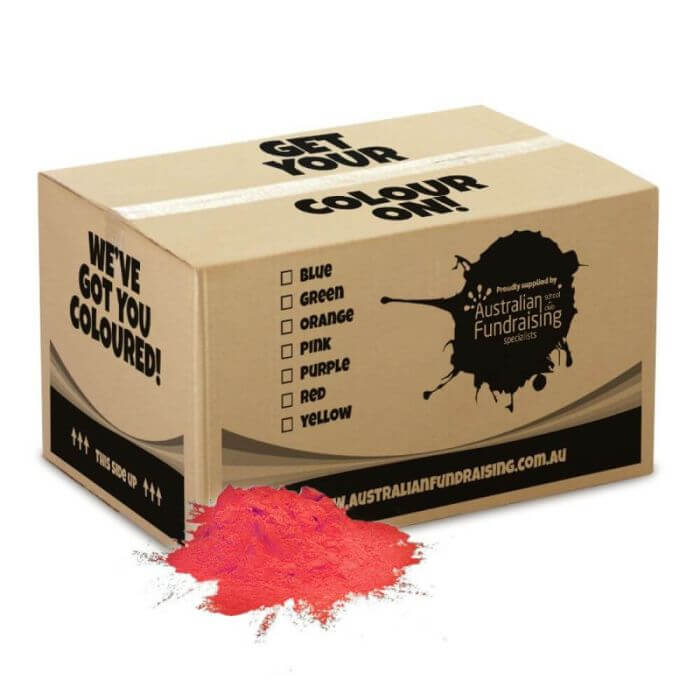 Red bulk box of Holi colour powder